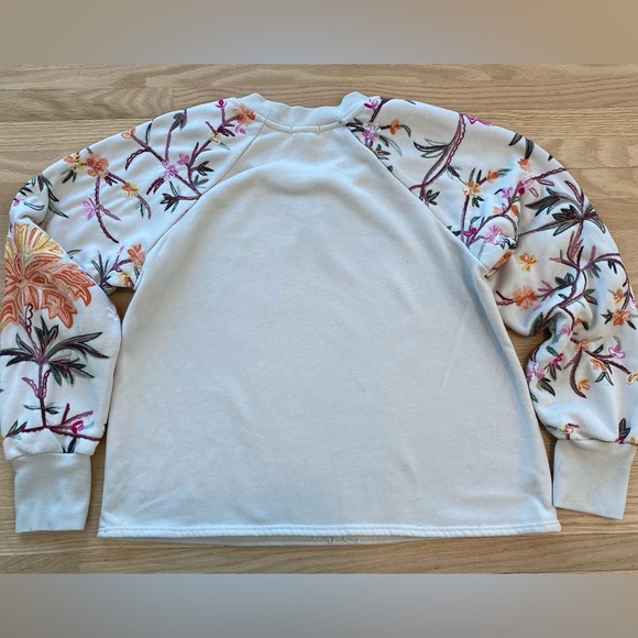 Anthropologie Tops - Anthropologie TINY embroidered raglan sleeve cottage forest fairy Crewneck XS